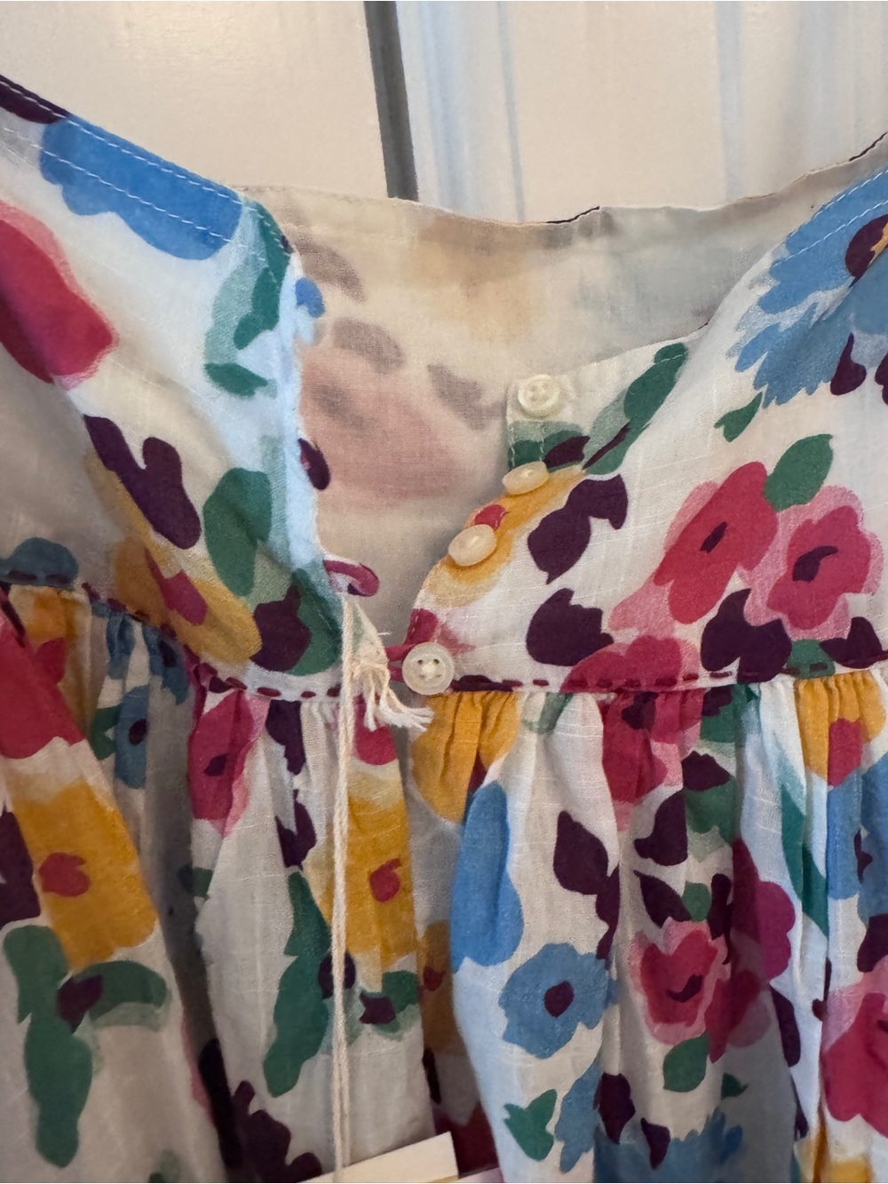 THE GREAT. Multicolor Floral Tiered Spaghetti-Strap Maxi Dress - Picture 5 of 6